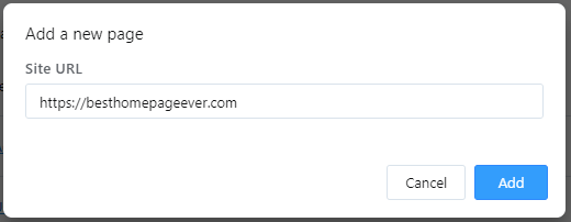 Enter URL of Startup page in Opera Settings