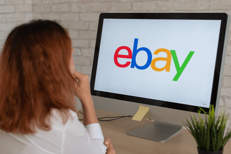 girl on computer shopping on eBay