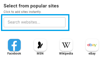 search for websites to add to homepage